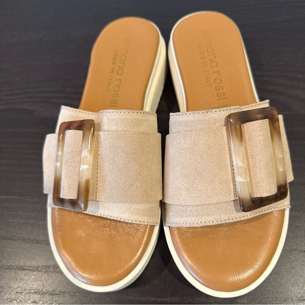 Beige Mules with Buckle by